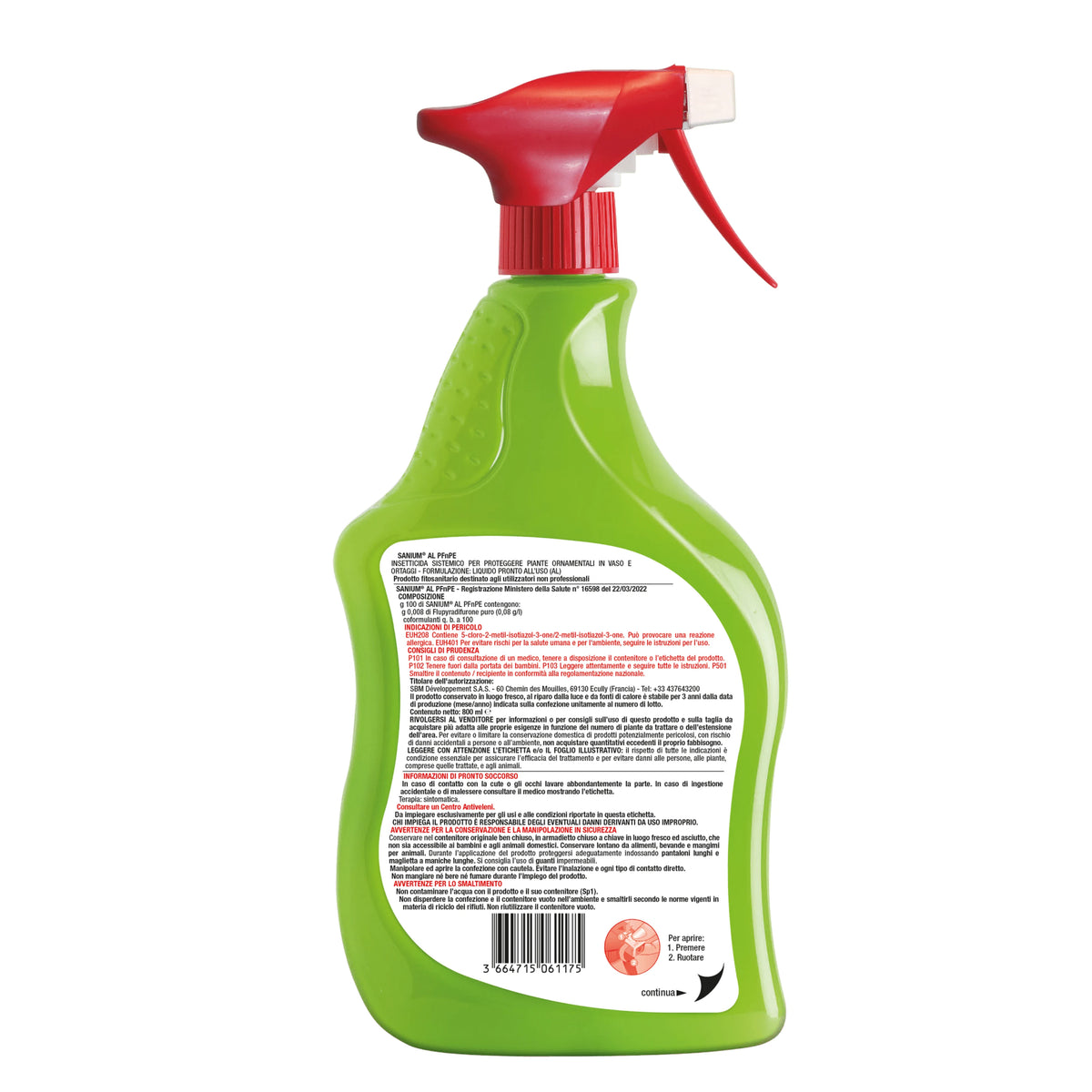 Etichetta del flacone Protect Garden Sanium per piante orticole ed edibili