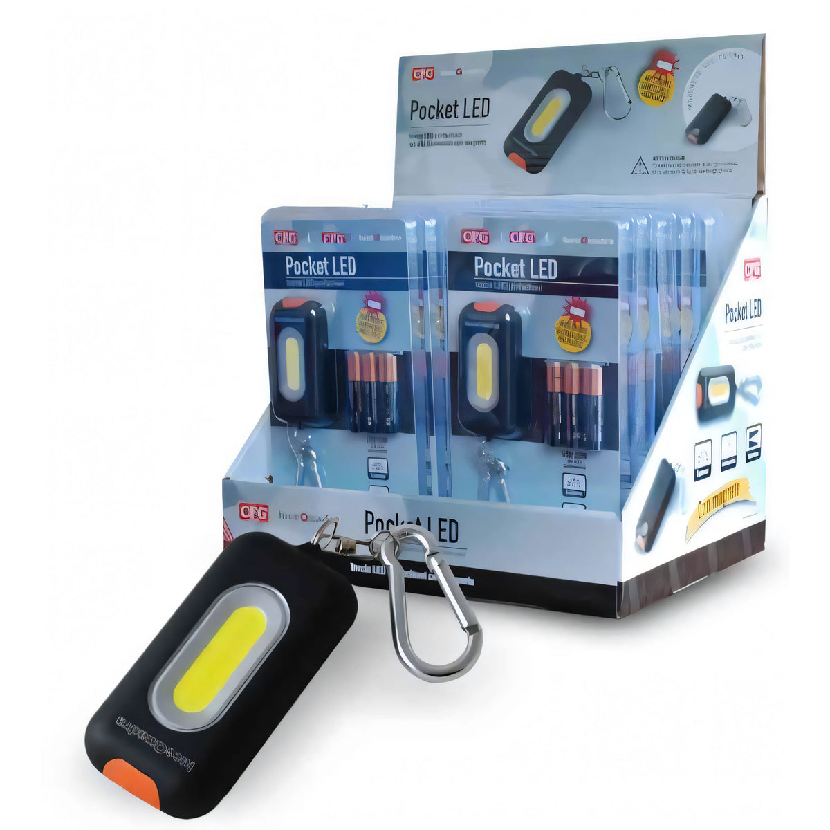 Torcia Luce Quadra Pocket Led portachiavi con magnete e giunto girevole