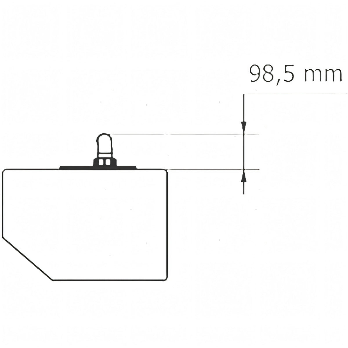 Serbatoio acqua CAN laterale in polietilene, disegno con quote di ingombro