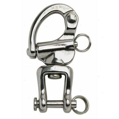 Moschettone a sgancio rapido per spinnaker in acciaio inox AISI 316 con grillo girevole 74mm.