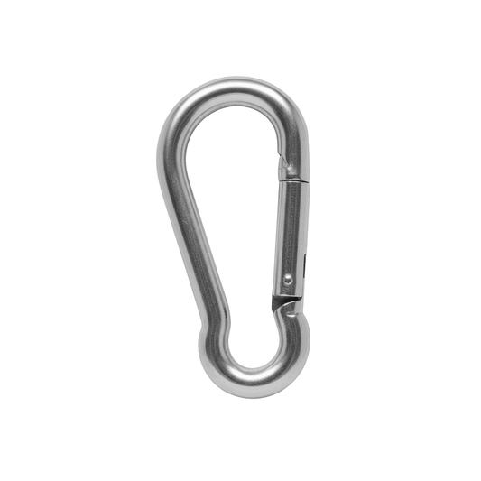 Moschettone classico in acciaio inox AISI 316 argento a forma a pera con chiusura a molla