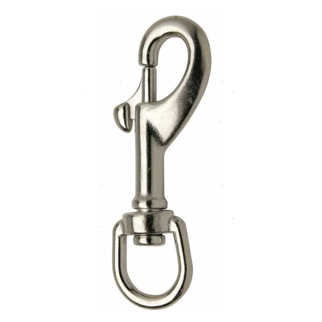 Moschettone inox AISI 316 a pistone con girella rotante, colore argento lucido