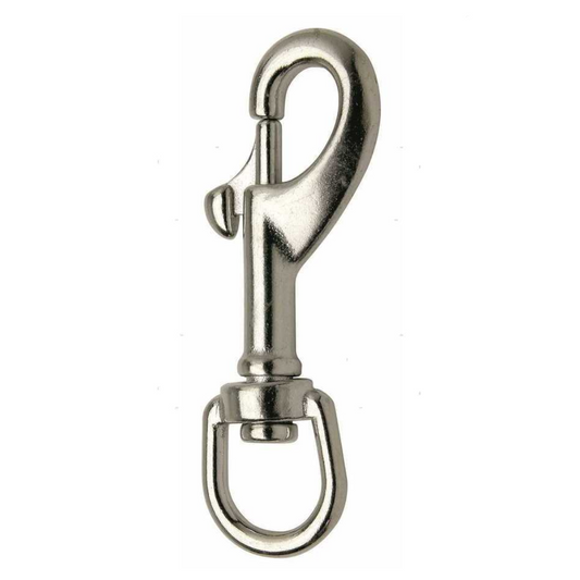 Moschettone inox AISI 316 a pistone con girella rotante, colore argento lucido