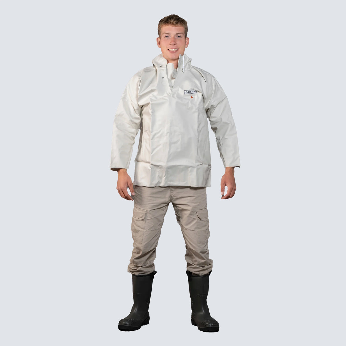 OCEAN® Hurricane, casacca antipioggia in PVC 560 g/m², colore bianco