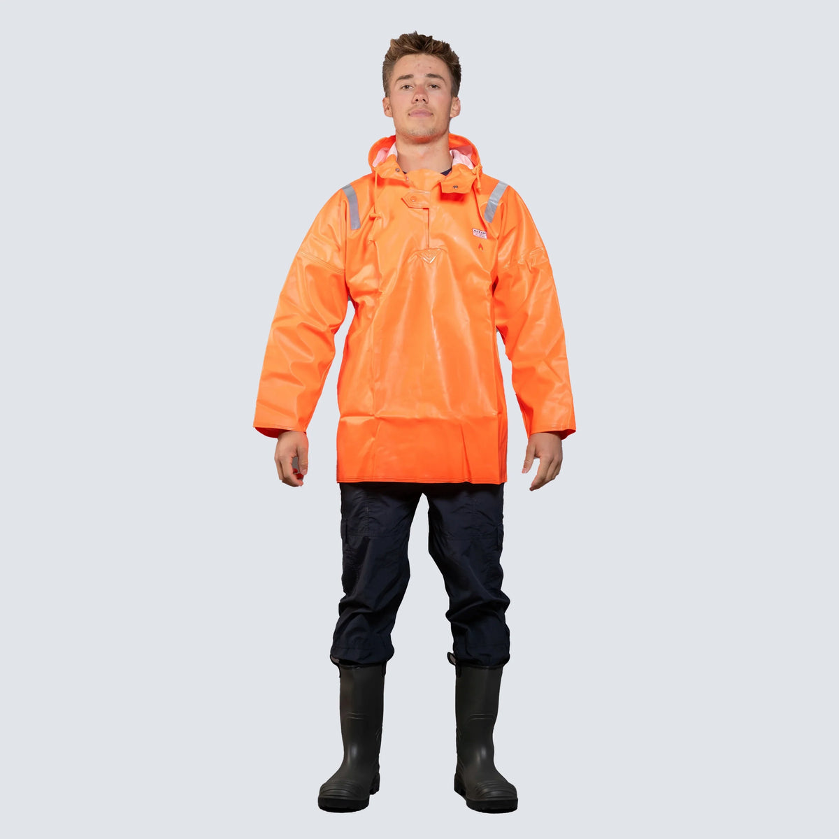 OCEAN® Hurricane, casacca antipioggia in PVC 560 g/m², colore arancio fluo