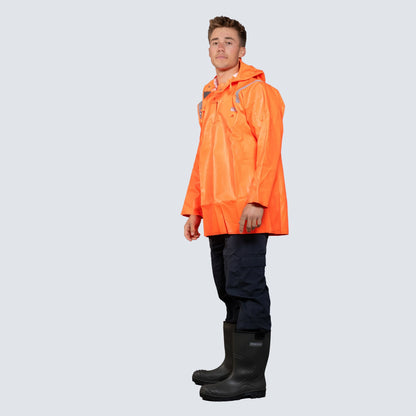 OCEAN® Hurricane, casacca antipioggia in PVC 560 g/m², colore arancio fluo