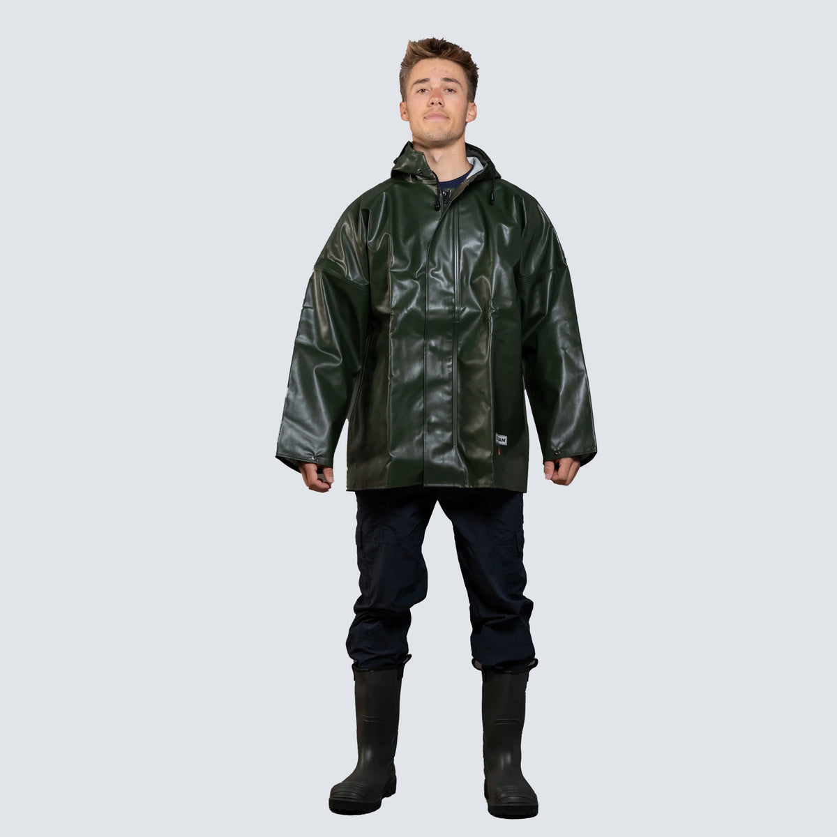 OCEAN® Offshore Heavy, giacca da lavoro in PVC ignifugo, colore verde oliva