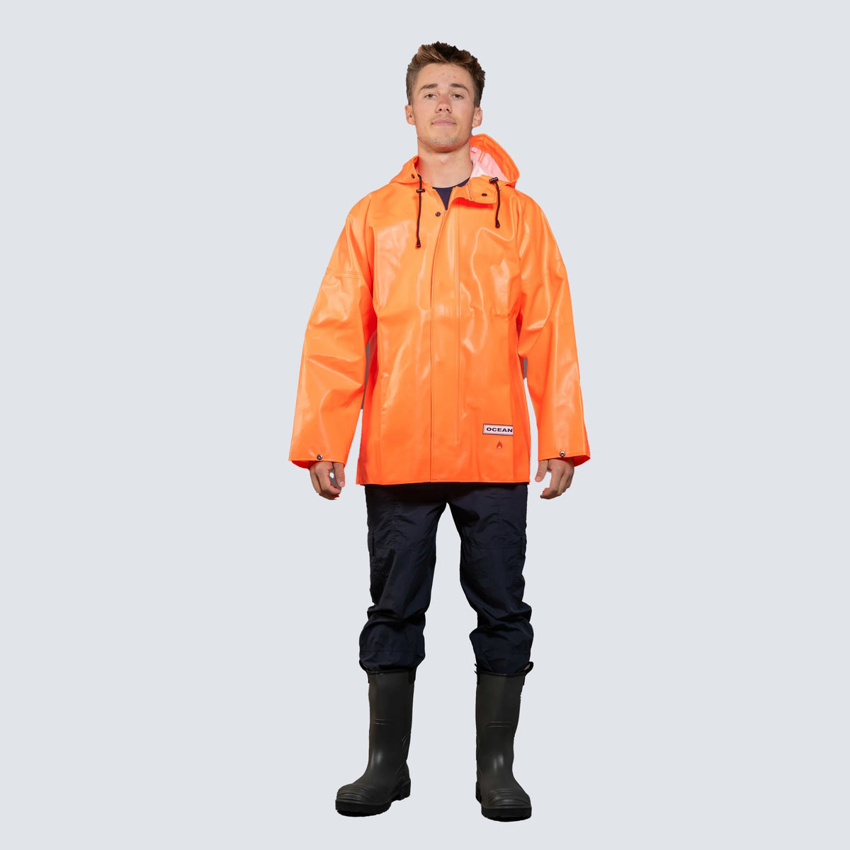 OCEAN® Offshore Heavy, giacca da lavoro in PVC ignifugo, colore arancio fluo
