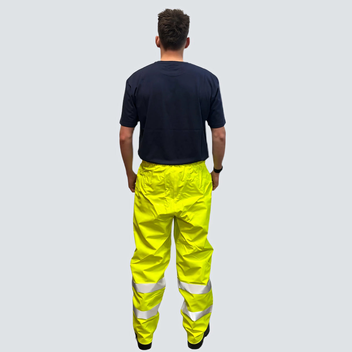 OCEAN® Offshore Pro High-Vis, pantaloni antipioggia in PVC con riflettenti, colore giallo fluo