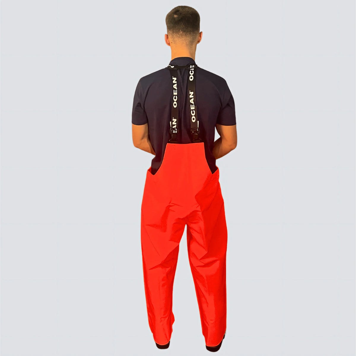 OCEAN® Mariner Heavy Bib & Braces, salopette da lavoro in PVC 600 g/m², colore arancio fluo