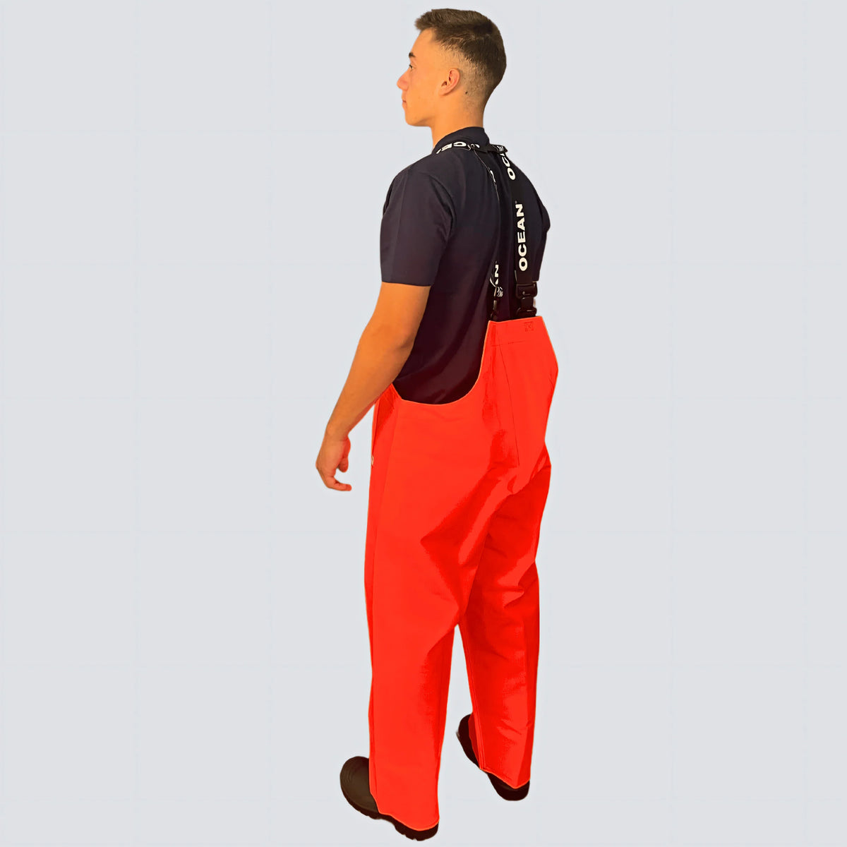 OCEAN® Mariner Heavy Bib & Braces, salopette da lavoro in PVC 600 g/m², colore arancio fluo