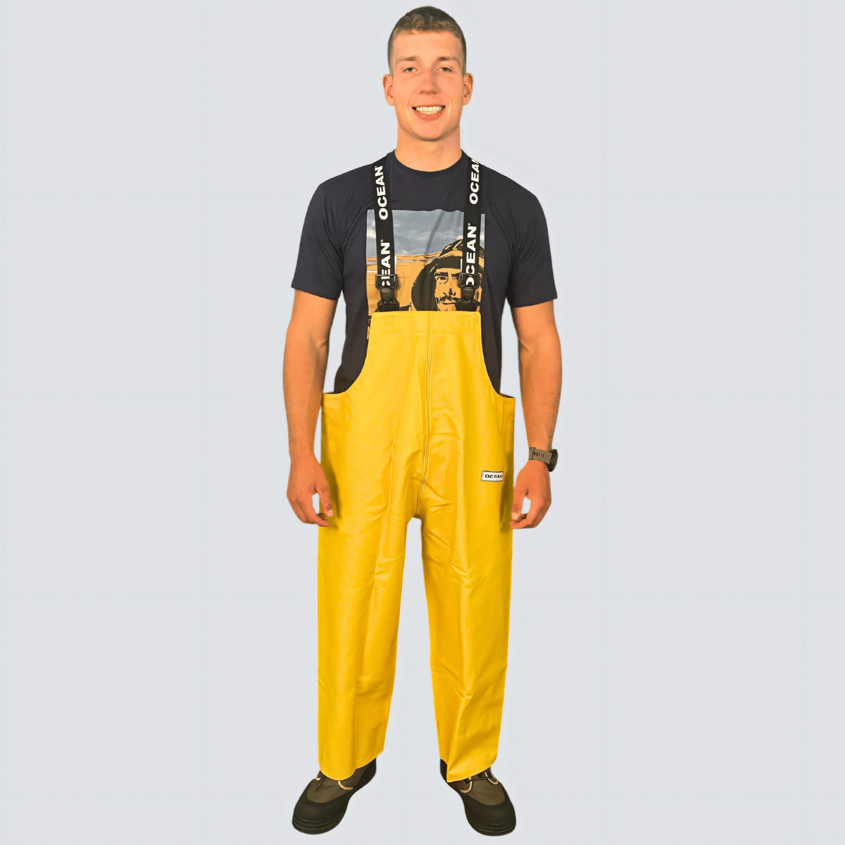 OCEAN® Offshore Heavy Bib & Braces, salopette da lavoro in PVC ignifugo, colore giallo