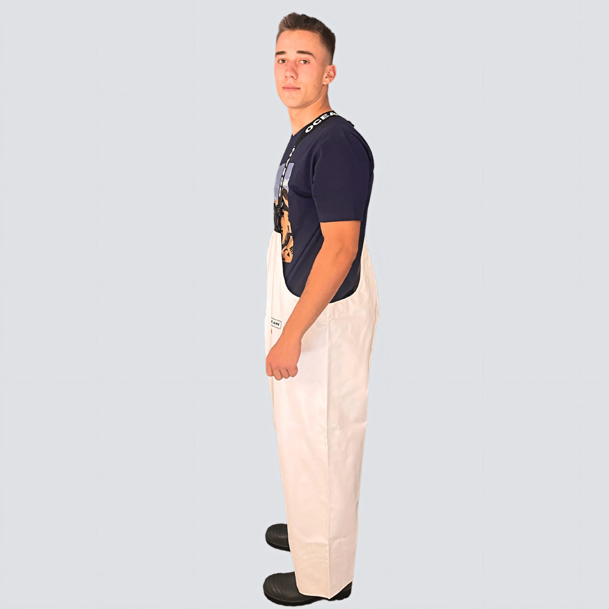 OCEAN® Offshore Heavy Bib & Braces, salopette da lavoro in PVC ignifugo, colore bianco