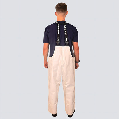 OCEAN® Offshore Heavy Bib & Braces, salopette da lavoro in PVC ignifugo, colore bianco