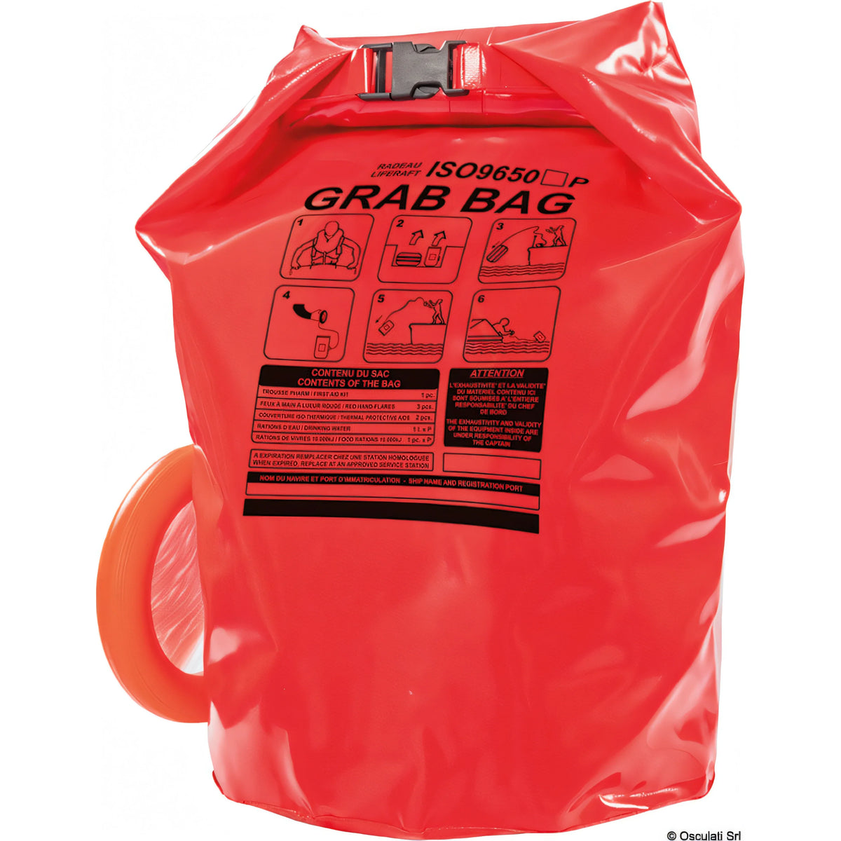 Zattera di salvataggio Osculati Oceanlife III grab bag dettaglio