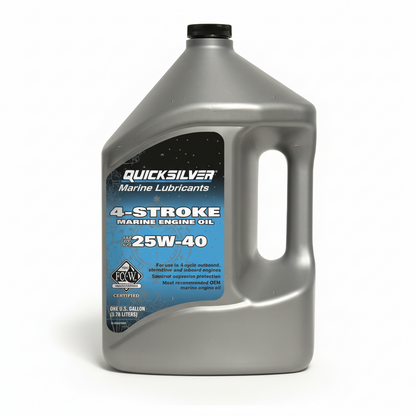 Olio motore Quicksilver® 4 Tempi SAE 25W-40 per motori entrobordo ed entrofuoribordo, diesel e benzina. 4 lt.