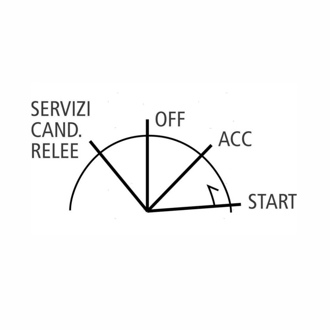 Schema chiave avviamento 7 terminali 4 posizioni: OFF, ACC, START, SERVIZI/CAND./RELEE