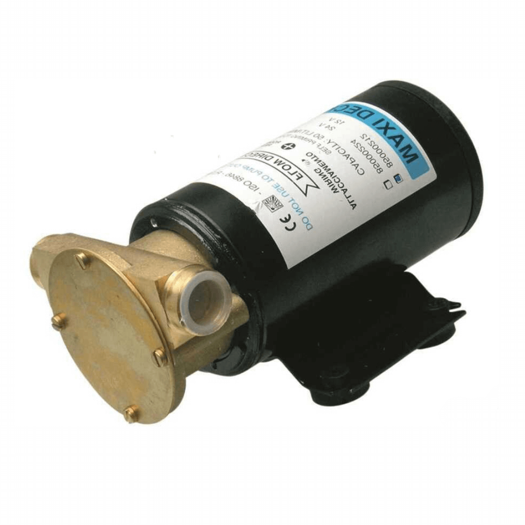 Pompa autoadescante Ocean Deck 12V corpo bronzo dorato e motore nero cilindrico 45 lt/min