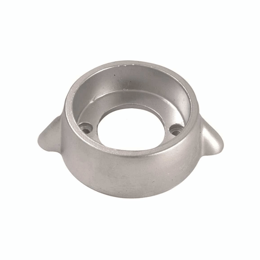 Anodo motore Lombardini/Bukh in zinco argento, forma circolare con foro centrale e alette laterali