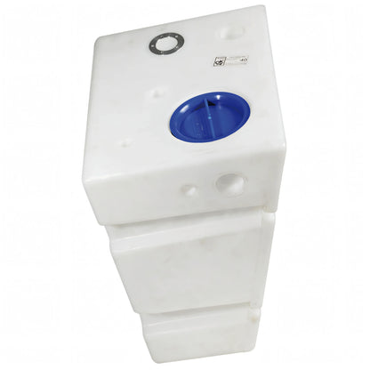 Serbatoio acqua potabile Osculati 60 L polipropilene, vista con attacchi filettati