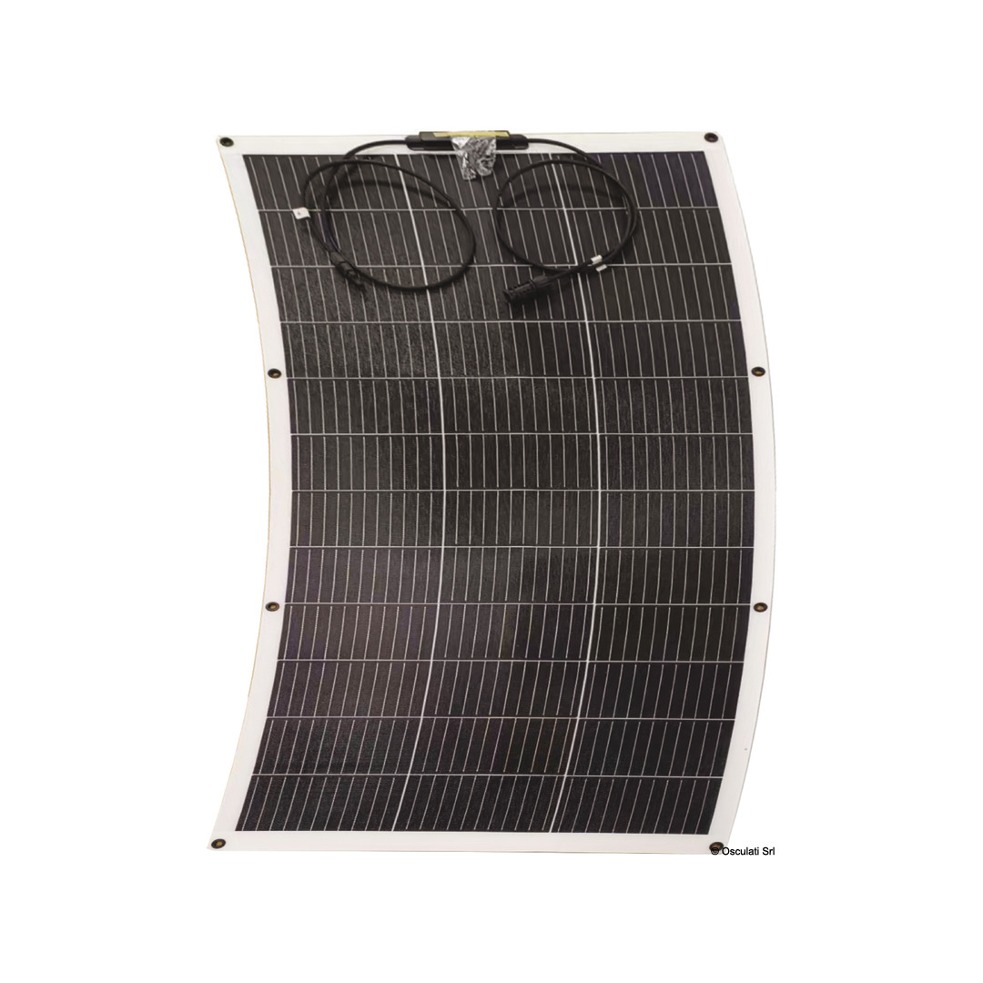 Pannello solare flessibile Osculati ultra-sottile con celle monocristalline aerospaziali ad alta efficienza e connettori MC4. 160W1355x660x2_5mmconocc.