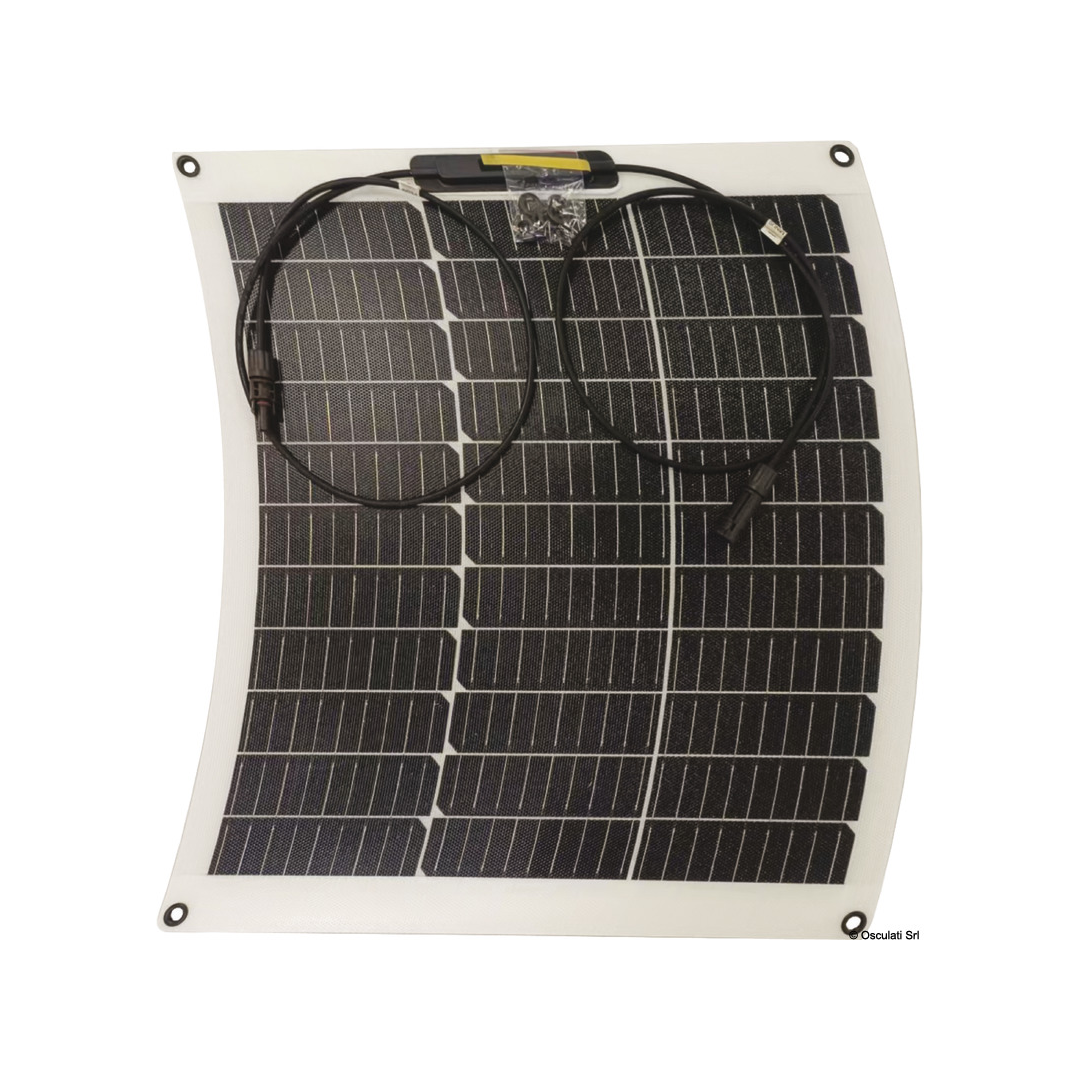 Pannello solare flessibile Osculati ultra-sottile con celle monocristalline aerospaziali ad alta efficienza e connettori MC4. 45W604x536x2_5mm