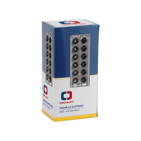 Pannello elettrico verticale in alluminio a 6 interruttori IP56 per plancia barca.