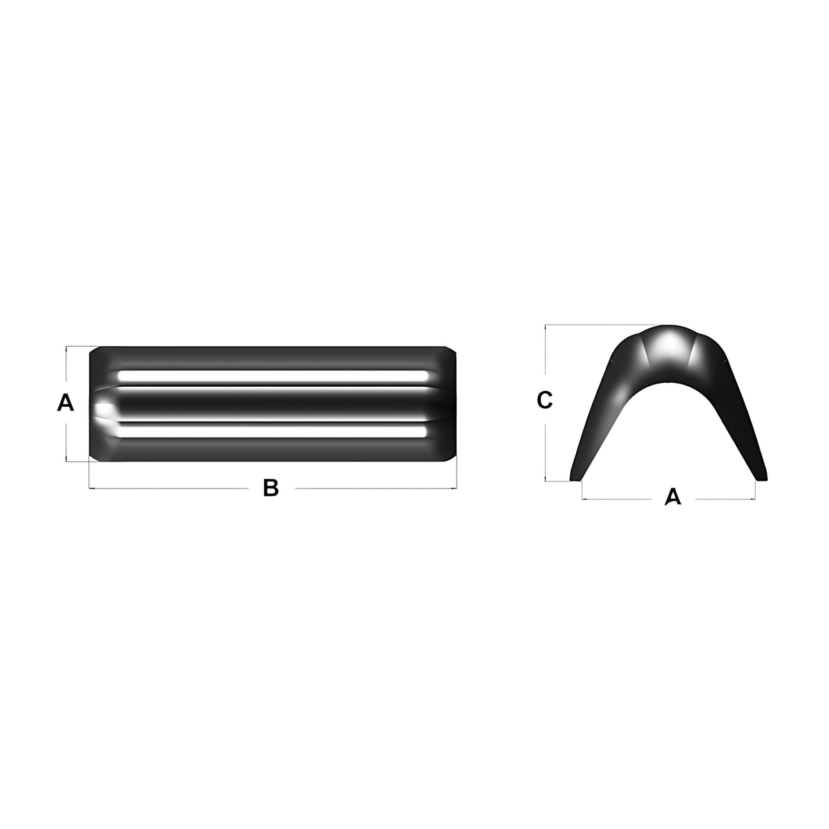 Parabordo in morbido EVA stampato ad iniezione specifico per prue diritte e affilate di barche a vela, disponibile in varie misure e colori.