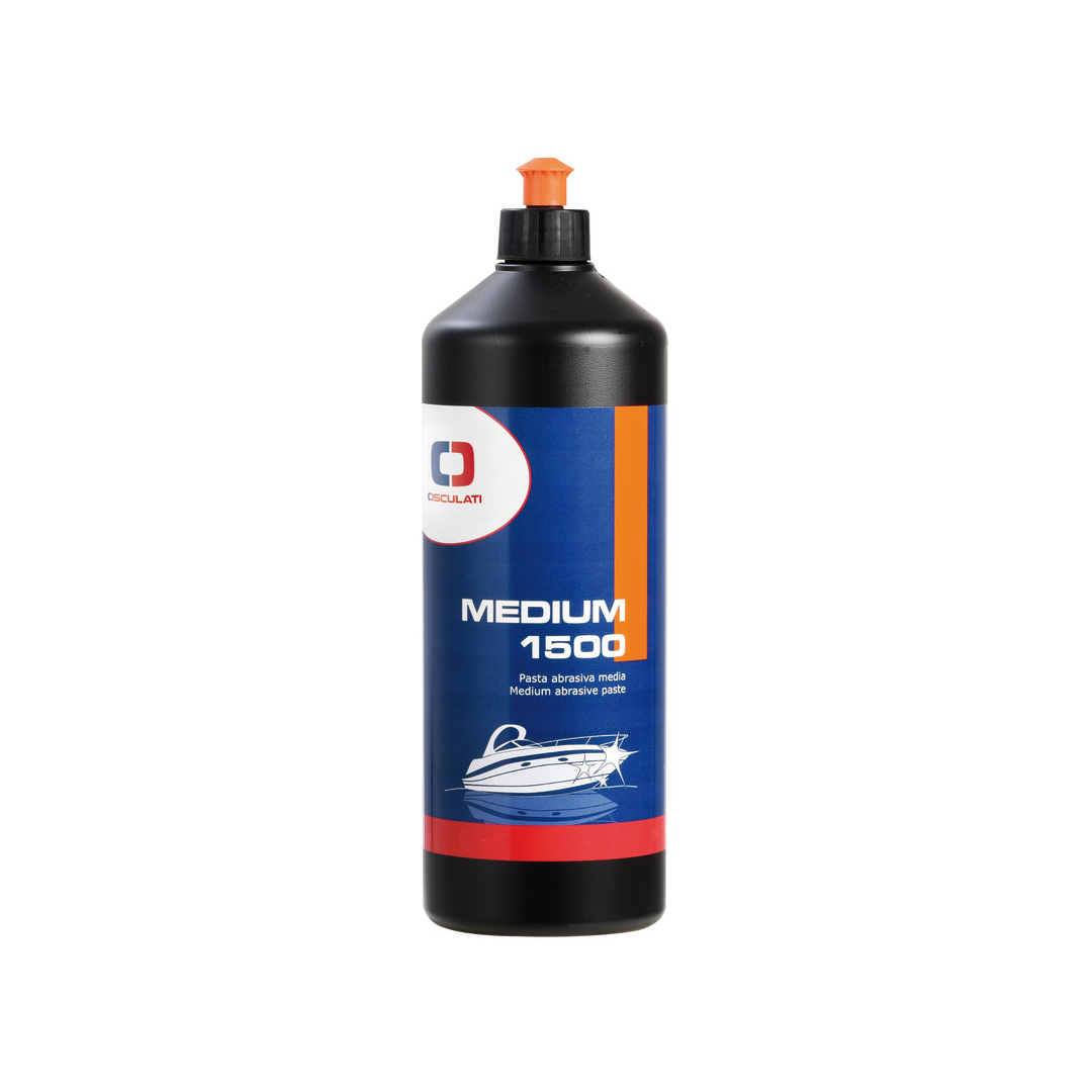Pasta abrasiva ultrarapida Osculati Medium 1500, confezione da 0,5 kg. Rimuove graffi e ossidazioni su gelcoat morbidi e verniciati.