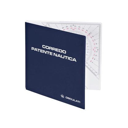 Kit carteggio patente nautica Osculati: custodia blu con squadra trasparente graduata