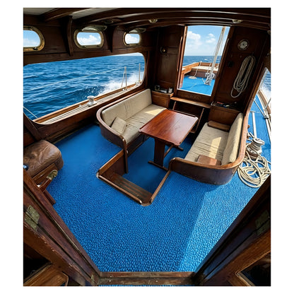 Rivestimento per pavimenti nautici in PVC modello Lario colore 290 Azzurro, disegno effetto bouclé con supporto telato.