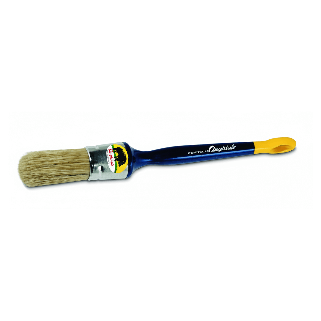 Pennello tondo Cinghiale 311 strozzato manico blu giallo setola bionda naturale professionale per verniciatura