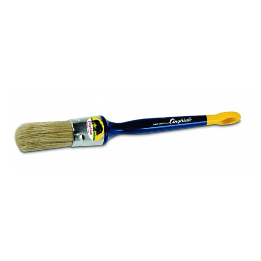Pennello tondo Cinghiale 311 strozzato manico blu giallo setola bionda naturale professionale per verniciatura