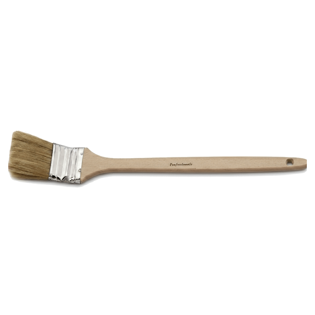 Pennello manico lungo 40mm con setole naturali beige e manico in legno chiaro