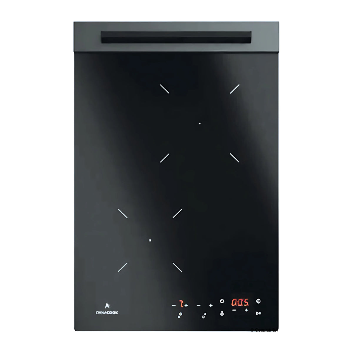 Piano cottura a gas in vetro nautico 2 fuochi formato verticale 330x500mm con display touch