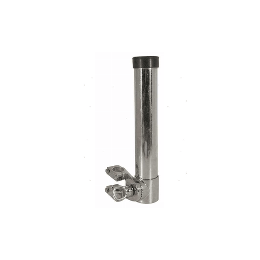 Supporto portacanne in acciaio inox lucido con morsetto orientabile e cappuccio nero