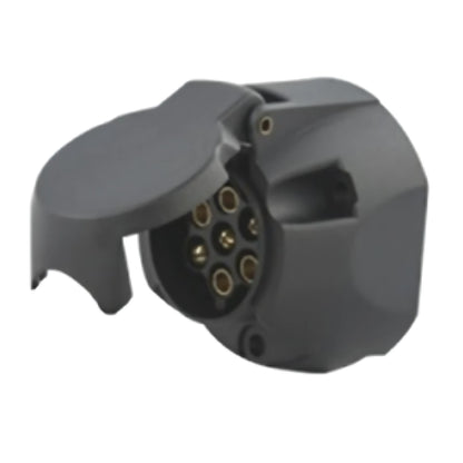 Presa 7 poli per rimorchi 12V corpo in ABS nero con contatti interni in ottone inossidabile