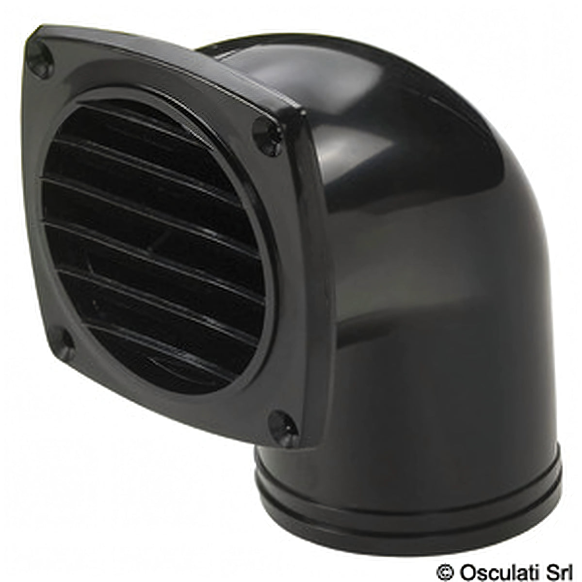 Presa d'aria con collare a 90° in ABS bianca e nera ventilazione nautica