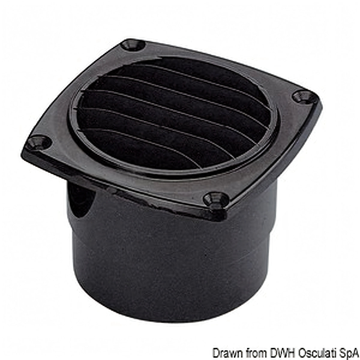 Presa d'aria con collare dritta in ABS nera per ventilazione nautica