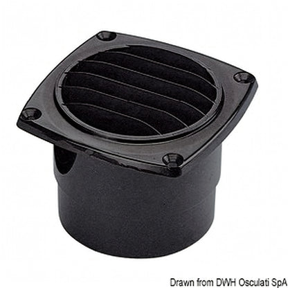 Presa d'aria con collare dritta in ABS nera per ventilazione nautica