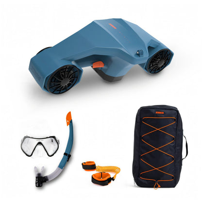 Sea Scooter Jobe Infinity Pro blu con maschera boccaglio leash e borsa di trasporto