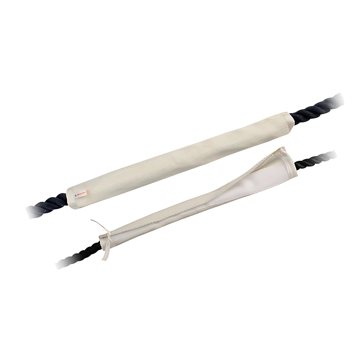Proteggi cima in poliestere resistente UV bianco con chiusura a strappo per cime da 12 a 22 mm disponibile in 2 misure per barche a vela