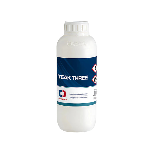 Protettivo nutriente Teak Three Osculati incolore senza silicone per legno teak.