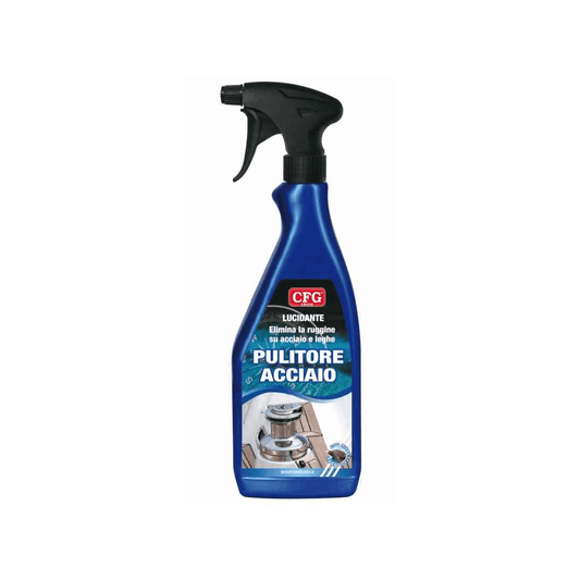 Spray pulitore acciaio nautico CFG 750ml blu con trigger nero, lucidante anti-ruggine biodegradabile