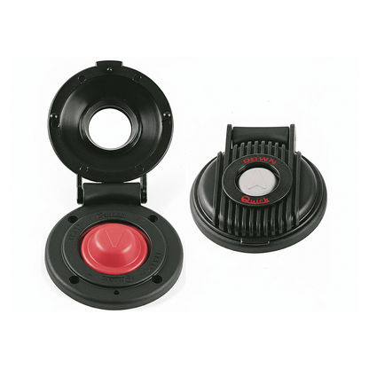 Comandi Up-Down a piede nero Quick salpa ancora, pulsante rosso giù e grigio su, corpo in plastica nera