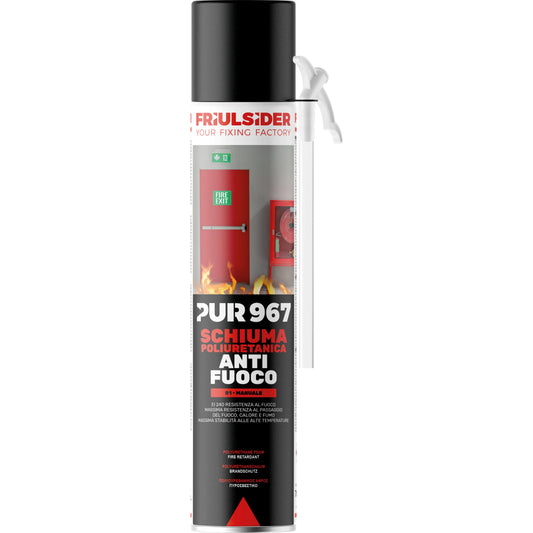 Bombola schiuma poliuretanica antifuoco Friulsider PUR 967 manuale 750 ml, colore rosa