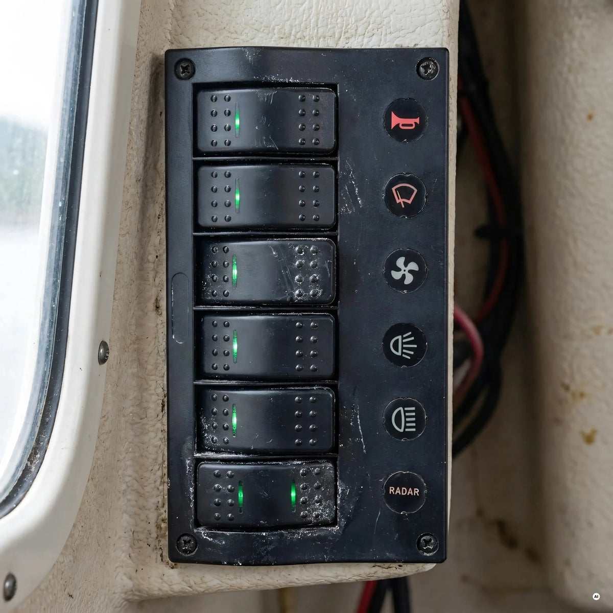 pannello elettrico pcp compact 6 interruttori led ip66 — in uso a bordo