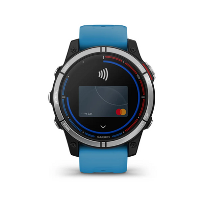 Orologio GPS Garmin Quatix 7 Standard Edition con cinturino blu e display pagamento contactless Garmin Pay