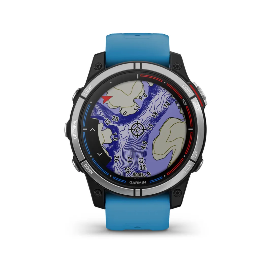 Orologio GPS nautico Garmin Quatix 7 con cinturino blu e display cartografico a colori