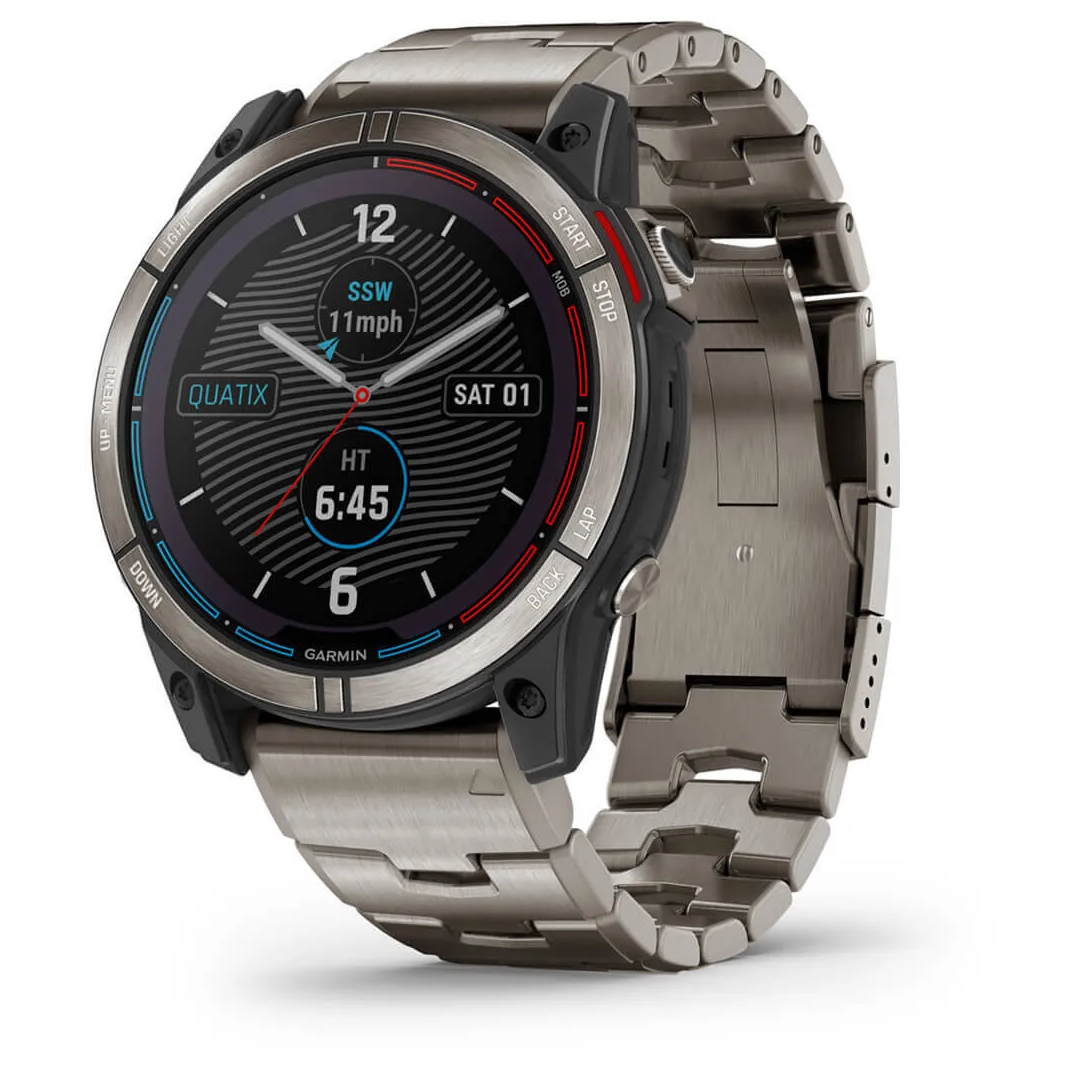 Orologio smartwatch Garmin Quatix 7X Solar, cassa e bracciale in titanio grigio, quadrante nero con funzioni nautiche